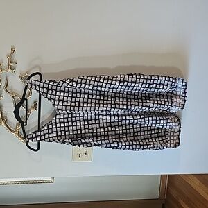 Afro print linen blend v neck sleeveless sheath dress